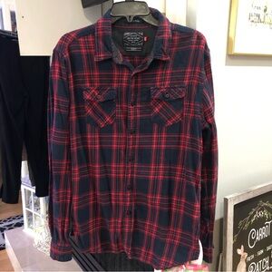 On The Road Travellers Collection Long Sleeve Slim Flannel Plaid Collared Shirt